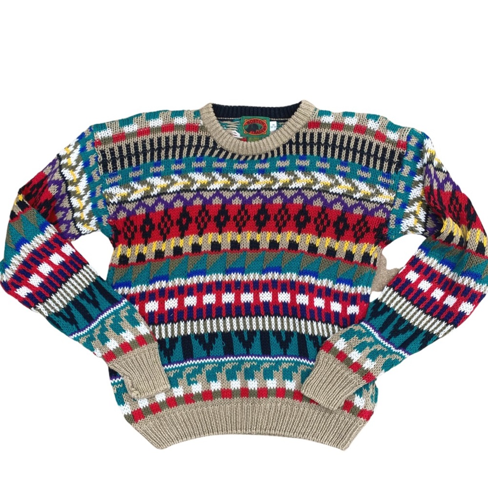 80s vintage Boston traders Grandpacore geo print sweater